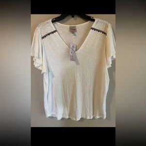 Como Vintage NWT V Neck White Blouse M